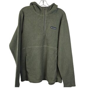 Columbia Mens‎ M Green Fleece Half Zip Hoodie Pullover Outdoors Workwear Travel